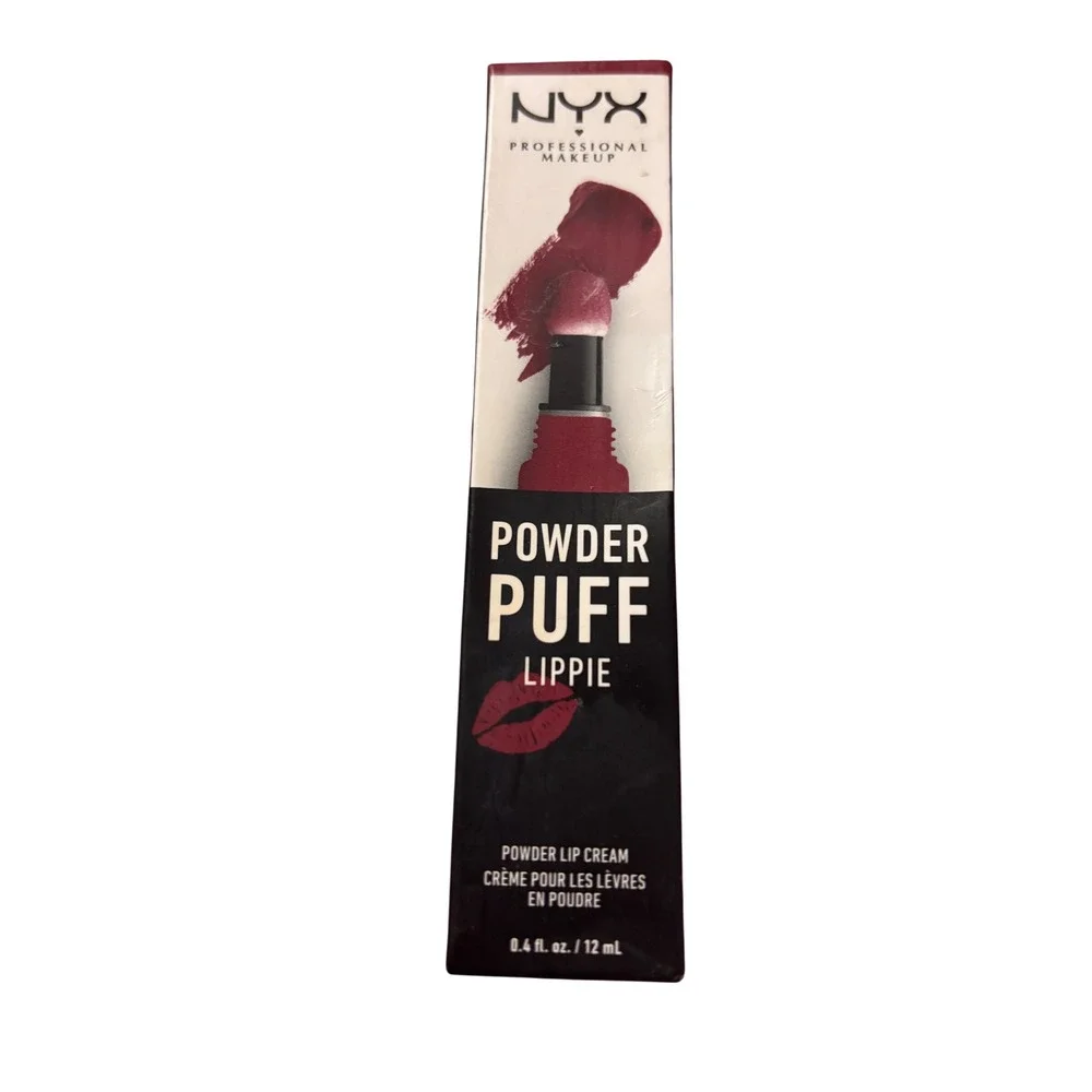 NYX Powder Puff Lippie PPL12 Prank Call 12mL Burgundy Matte Lip Cream Glam Retro